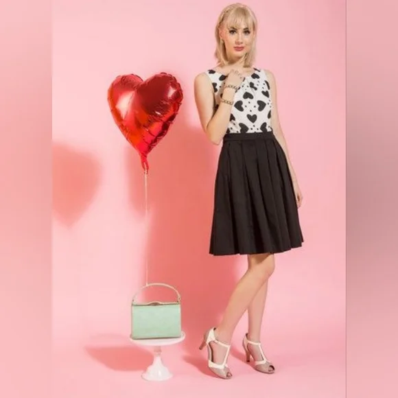ModCloth Sweetheart Black and White Dress Size L - Picture 7 of 14